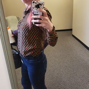 Silk rabbit print! Button down